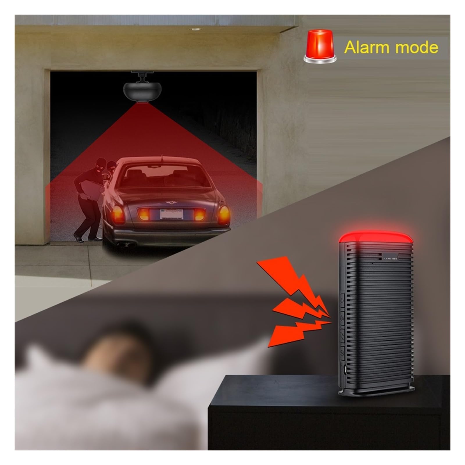Détecteur De Mouvement PIR sans Fil Extérieur Étanche Système D'alarme De Sécurité À Domicile Infrarouge Allée Garage Véhicule Alarme Antivol(Driveway Alarm Kit2)