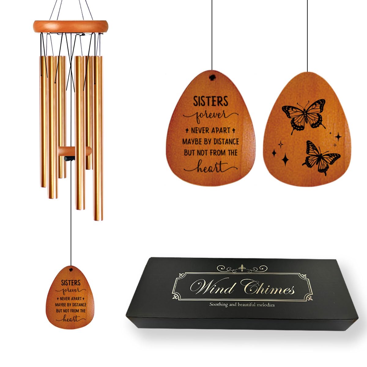 Sisters Gifts Soul Sister Gifts for Women Birthday, Valentines Day Mothers Day Wedding Graduation Wind Chimes