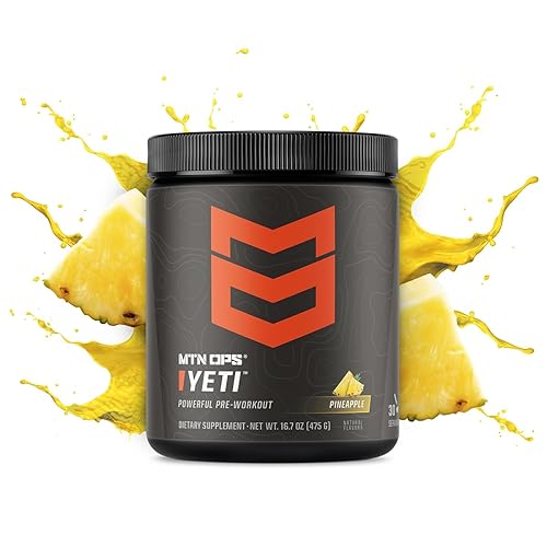 MTN OPS Yeti Monster - Bebida energética en polvo para preentrenamiento, tina de 30 porciones, piña aplastante