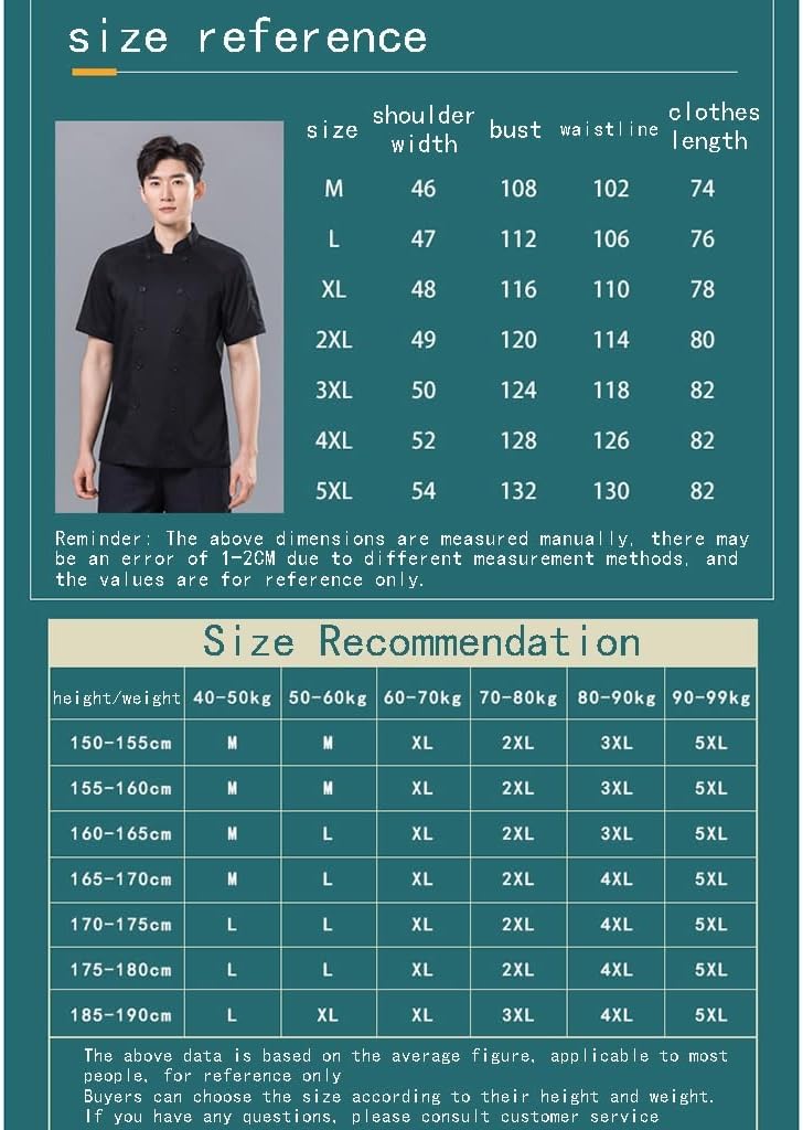 Short Sleeve Unisex Chef Coats Working Chef Uniform with Pocket Kitchen Cooking Jacket Button Closure