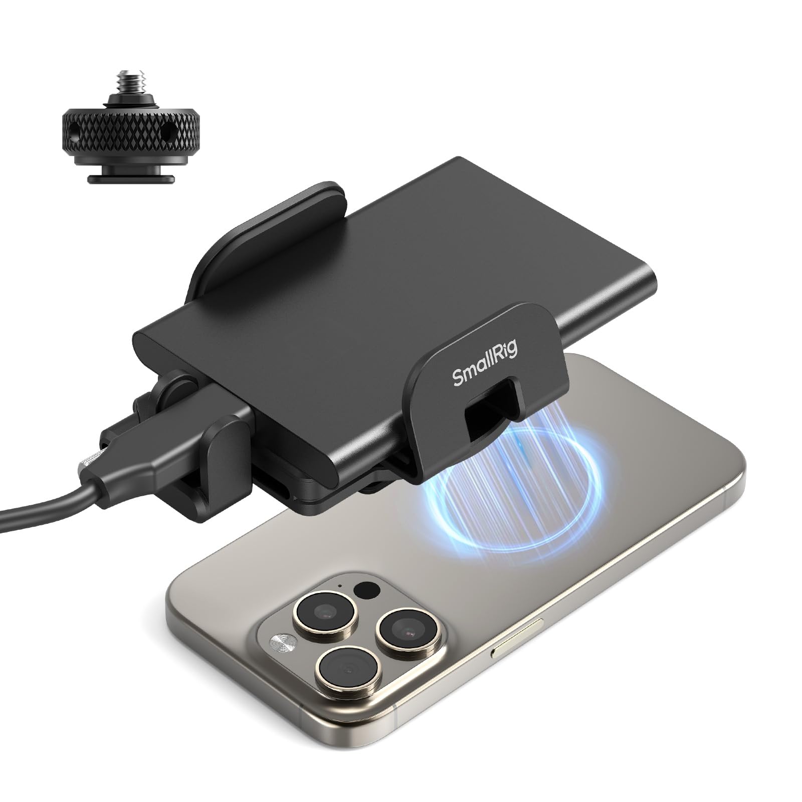 SMALLRIG Supporto universale SSD con morsetto per slitta flash, larghezza 40-60 mm, supporto SSD per MagSafe per Samsung T5/T7 SSD, per Sandisk SSD, iPhone e corpo fotocamera - 5196
