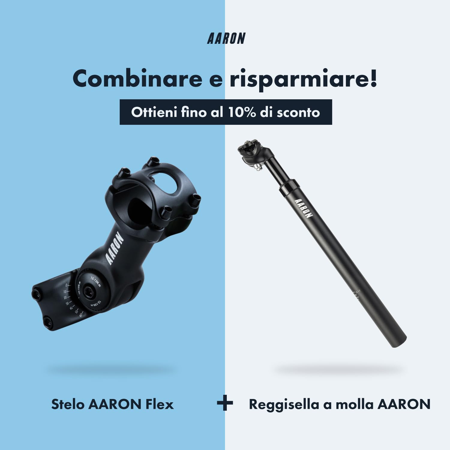 AARON Stem manubrio manubrio bicicletta in alluminio con angolo di 35° per una seduta ergonomica, attacco manubrio da 110 mm, adatto per bici da trekking, bici elettriche, bici da città, bici da