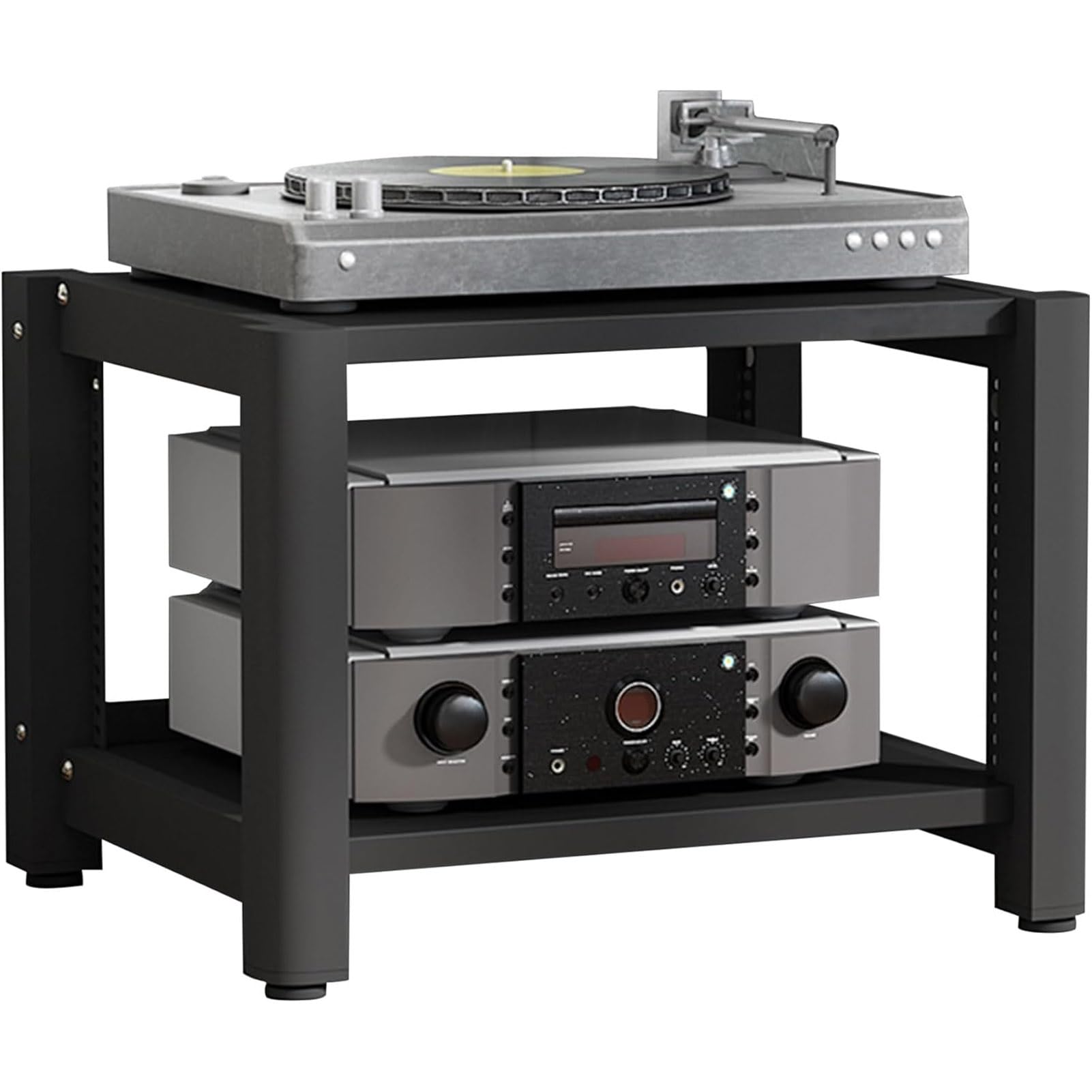 Supporto multimediale AV Supporto Stereo a 2/3/4/5 Livelli Mobiletto per Console Videogiochi Scaffale Audio Supporti per Giradischi per Accessori Xbox/proiettore/TV,Nero,2Tier