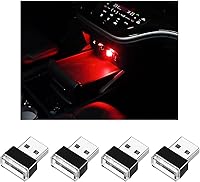 Vista 1 de Kewucn 4 lámparas LED USB para el interior del automóvil, mini luz nocturna LED portátil, kit de iluminación ambiental para automóvil, luz nocturna