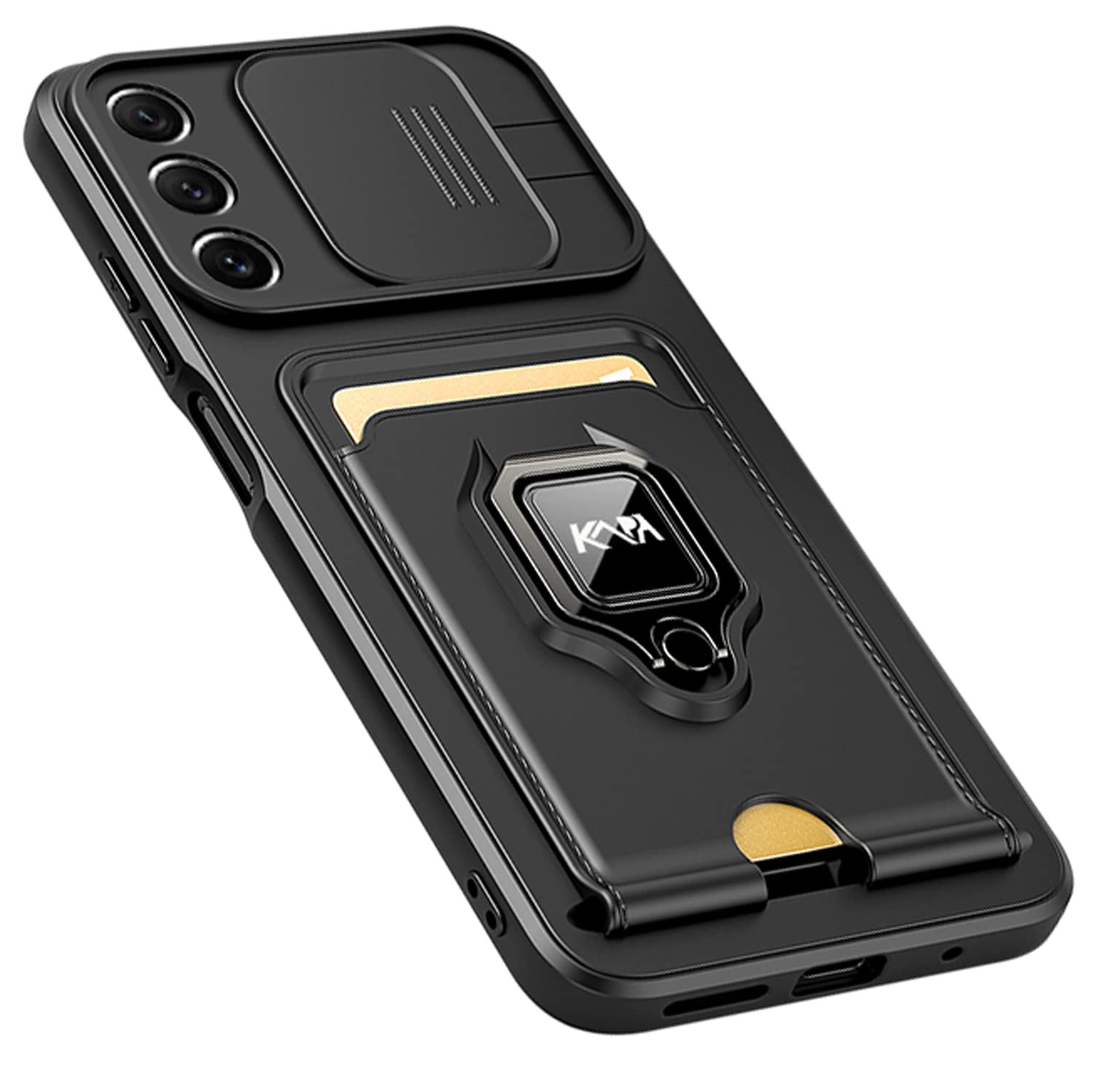 Kapa Bisen Back Cover for Samsung Galaxy S20 FE, Inbuilt Camera Slider,Ring Stand and Card Pocket Shockproof Slim Bumper Back Case (Black), TPU+PC (B0B657QDPV) Amazon Price History, Amazon Price Tracker