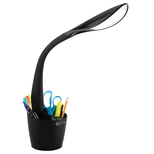OttLite LED Desk Space Organizer Lamp - 4 Brightness Levels, Additional Storage, Great for Workstation, Offices, Dorms