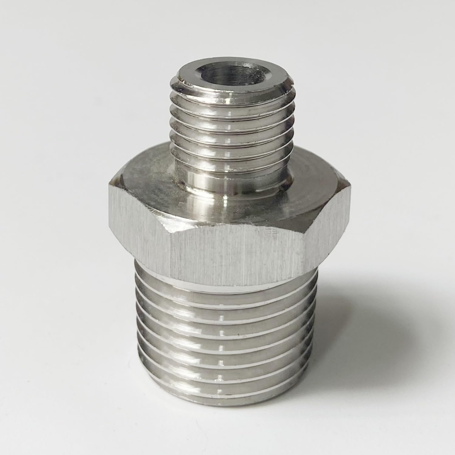 1/2" BSPP To M14x1.5mm Male 304 Stainless Steel Hex Nipple High Pressure Pipe Fitting Reducer Connector