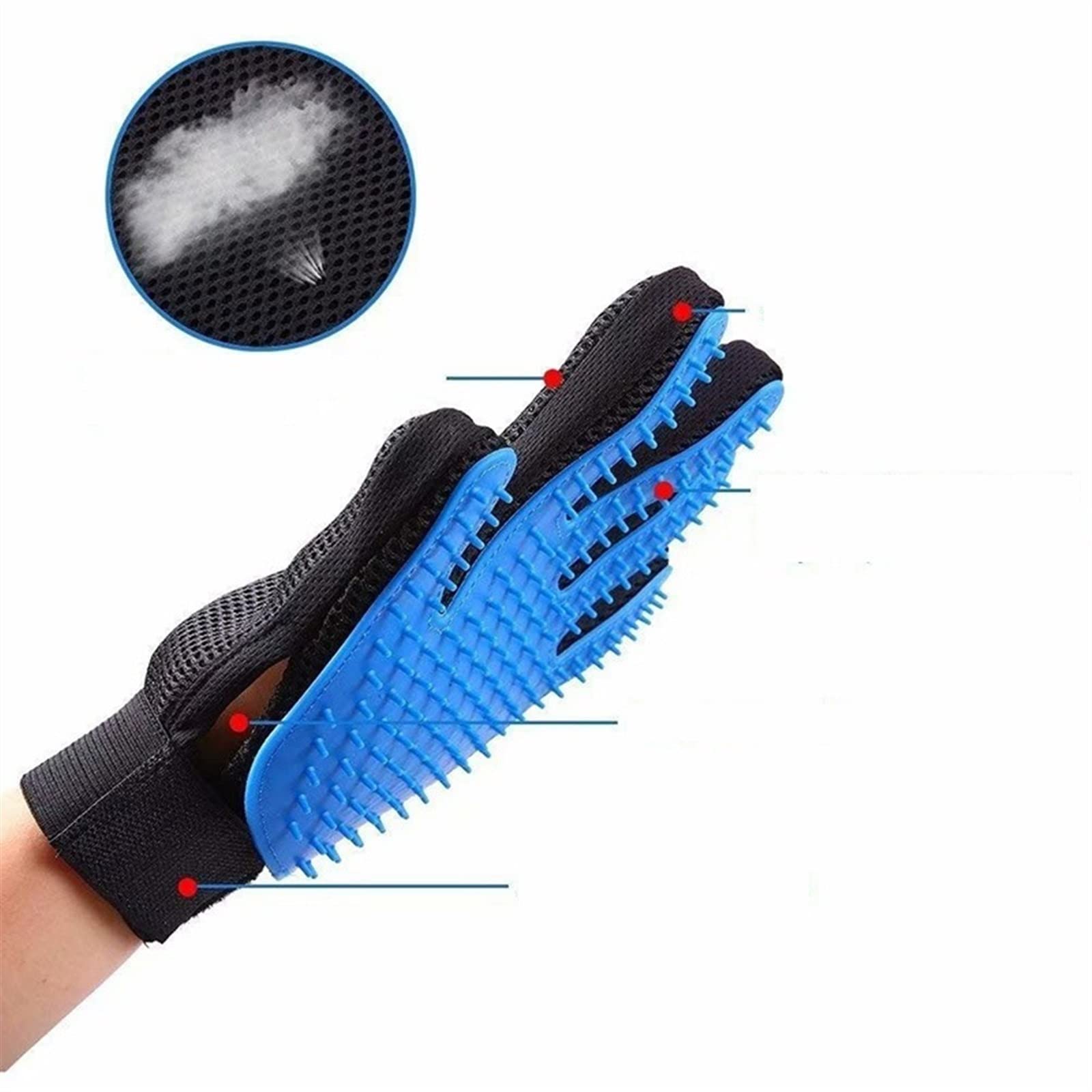 Anti-Peluches for Animaux de Compagnie, en Silicone for brosser, Masser et enlever Les Poils de Chien et de Chat(Right Hand-Blue)
