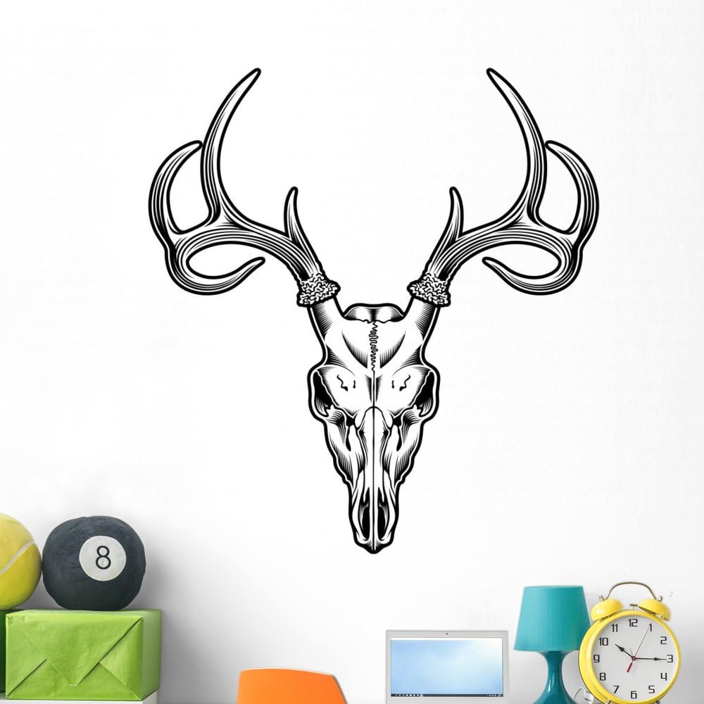 Deer Skull Wall Decal Peel and Stick Graphic (48 in H x 38 in W) WM157911