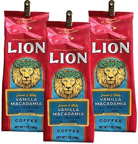 【限定特価】ライオンコーヒー☆粉　バニラマカダミア 7oz(198g)×６袋