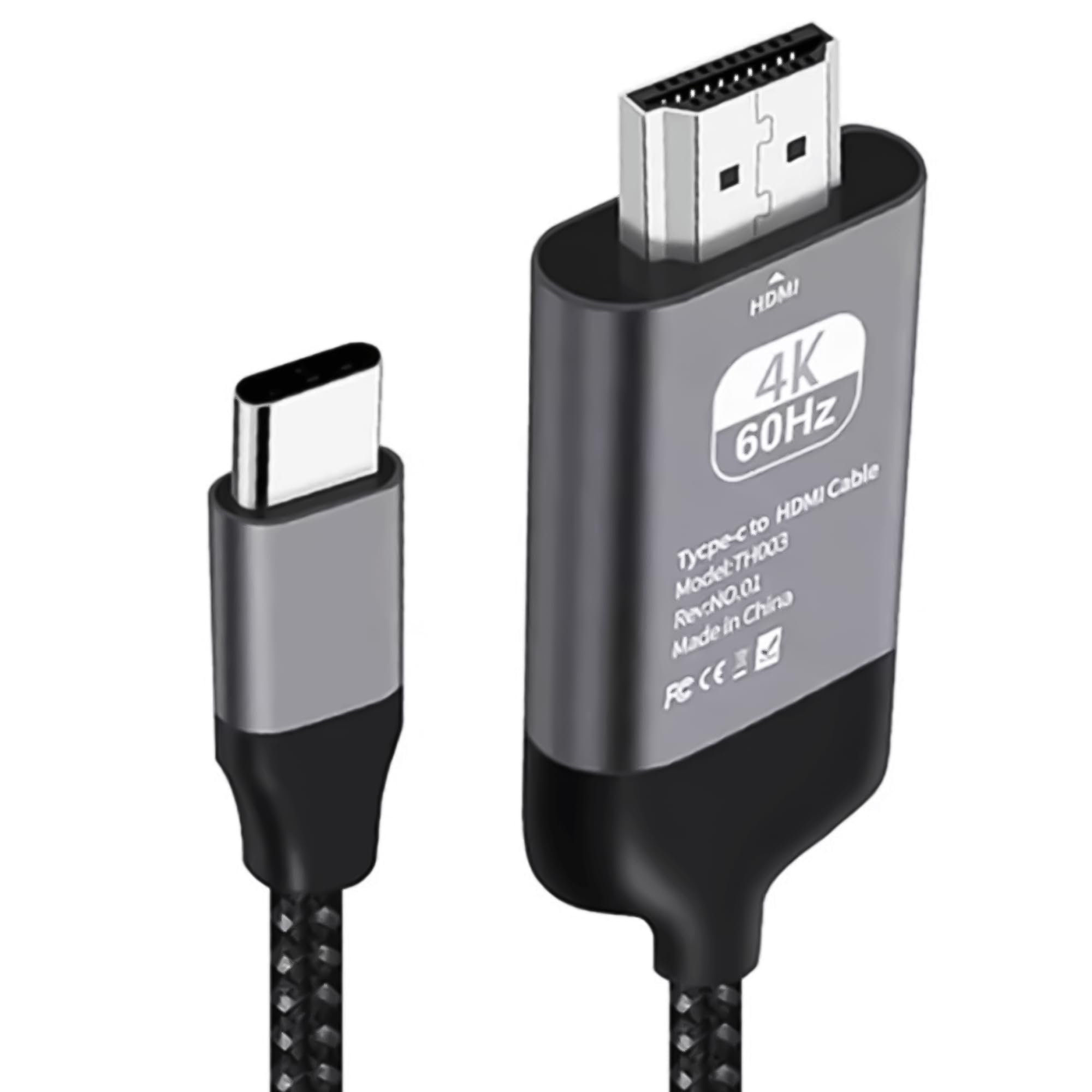 Reagle USB-C zu HDMI 4K60Hz Adapterkabel – Uni-Direktional, Aluminiumgehäuse, Nylon-Lack