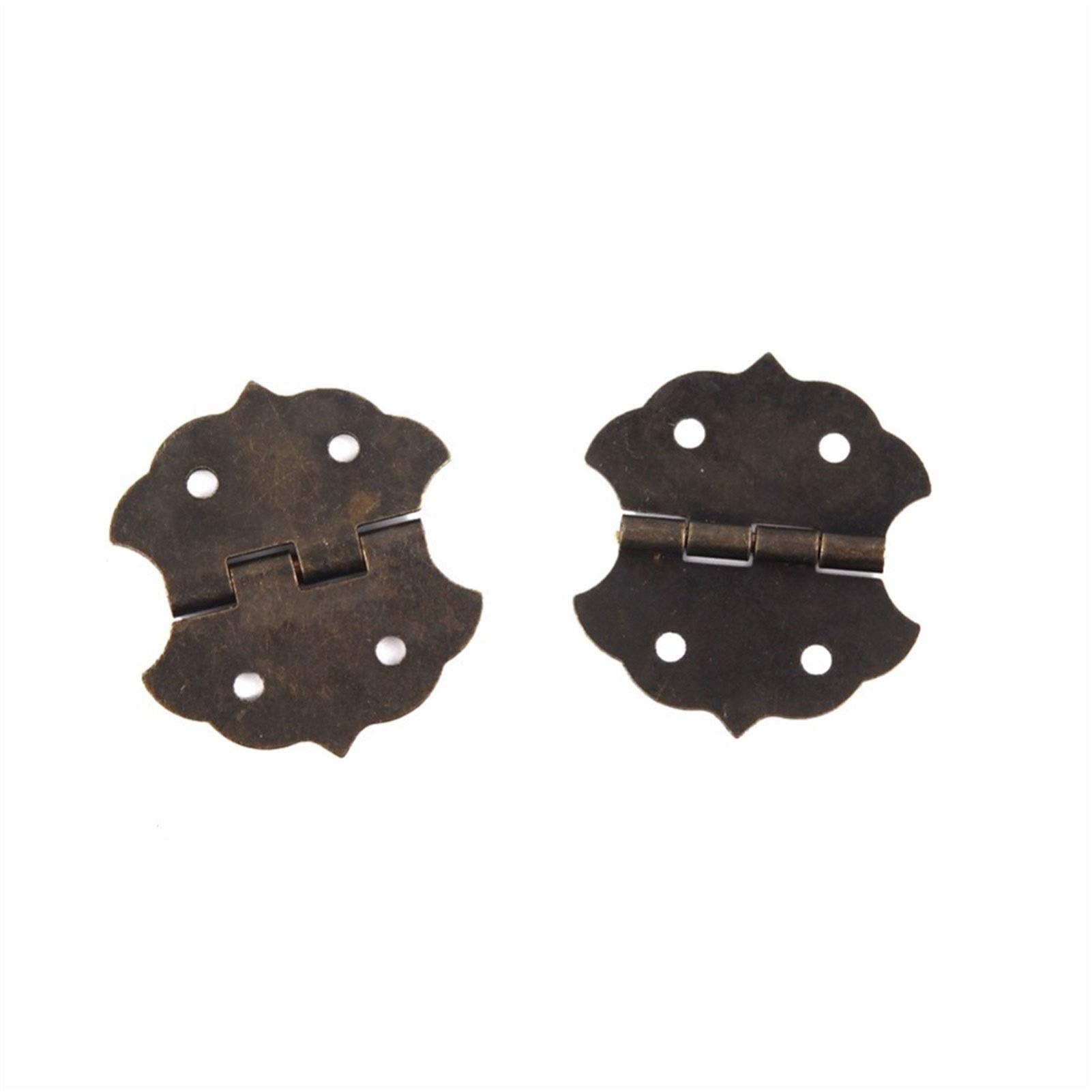 Nvsfzgiyg One Color Antique Hinges,Bronze Decorative,Wooden Box Hinge,Small Flower Cabinet Door, Butt,4 Holes Tone Bag Accessory,29 * 32Mm,With Screws,12Pcs