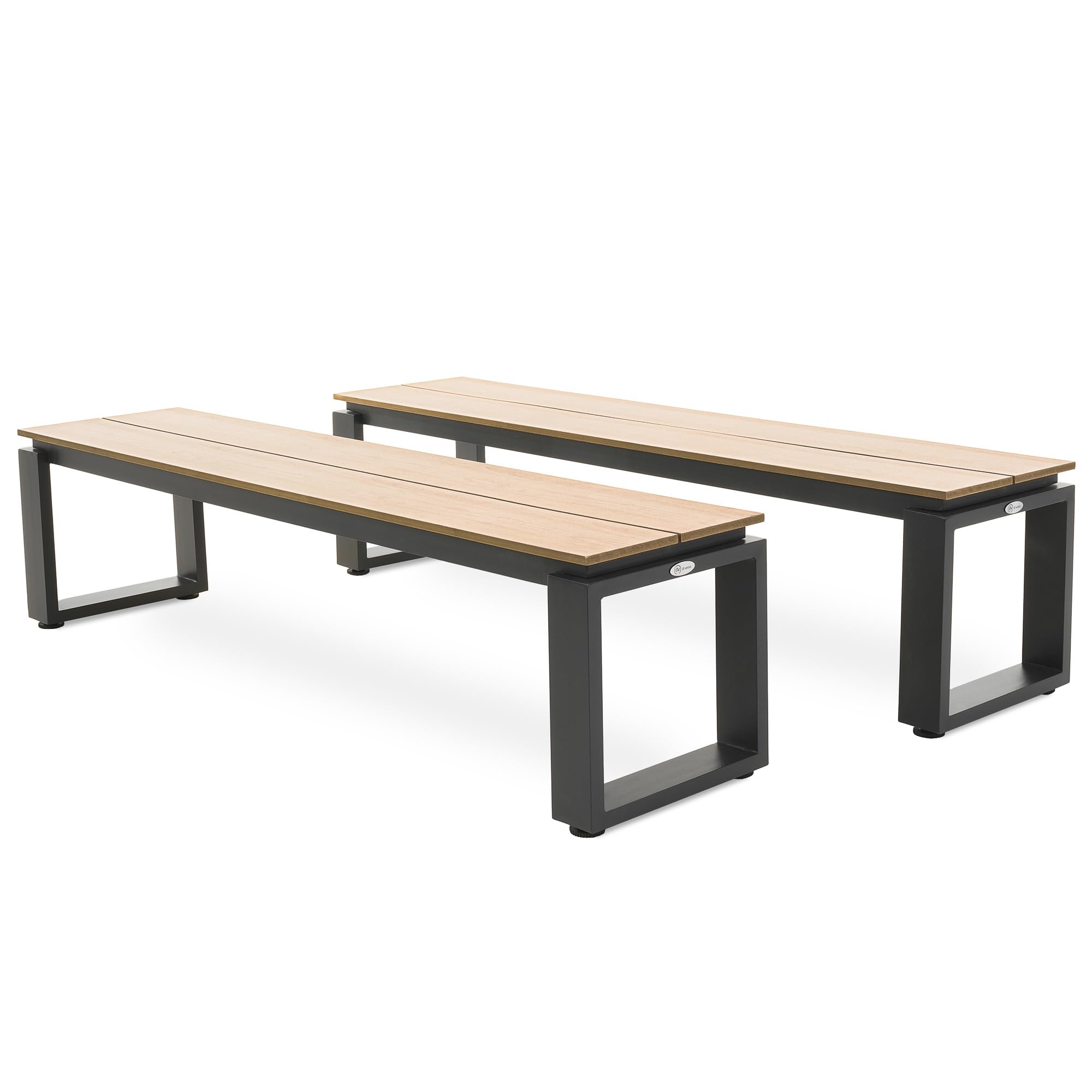 di volio Gartenbank Pisa aus Aluminium, Holzoptik, 160x36,5x41,5 cm, Gartenbank - wetterfest & langlebig, für Garten, Terrasse und Balkon (2)