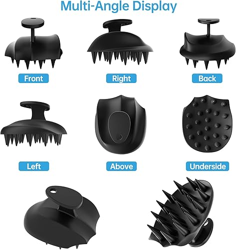 Miniatura 7 de QiaKeoo Cepillo de silicona masajeador de cuero cabelludo, limpiador ergonómico para el cuero cabelludo para eliminar la caspa, crecimiento del