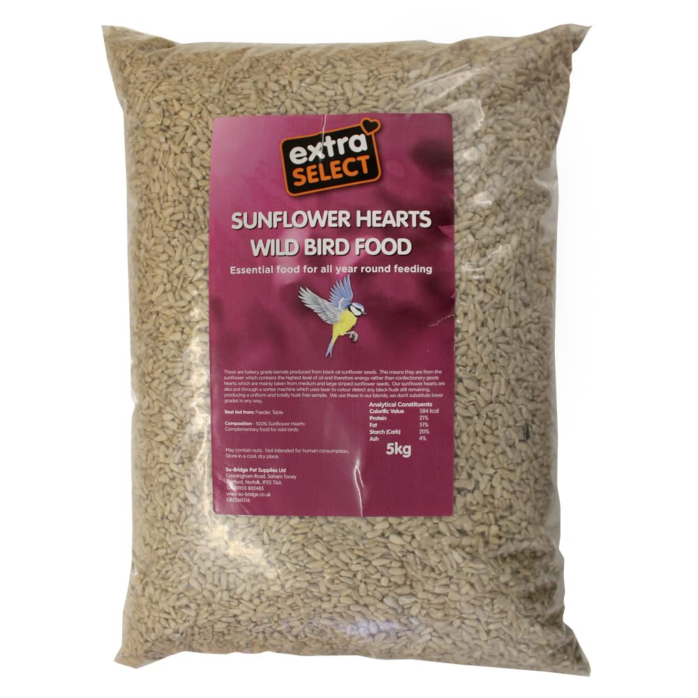 Extra Select Sunflower Hearts Bird Food - Husk-Free, Oil Rich, High Energy Wild Bird Seed for Year Round Feeding - 5 kg โ image 1