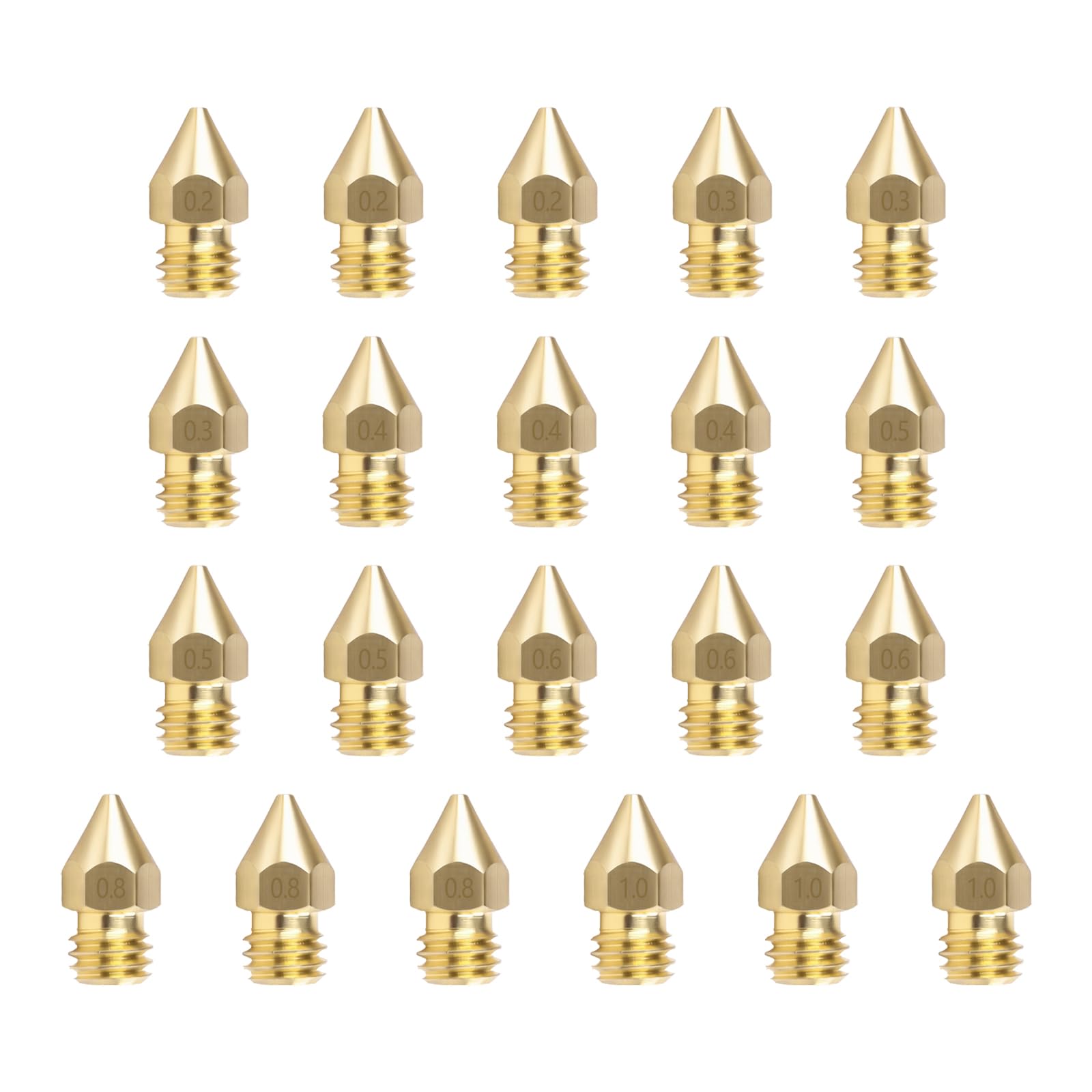 Zestaw 30 dysz do drukarki 3D Creality Ender 3, V2, V5, Ender 6 i CR-10 Series - zawiera 12 dysz 0,4 mm i dysz 0,2 mm, 0,3 mm, 0,5 mm, 0,6 mm, 0,8 mm i 1,0 mm do różnych zastosowań