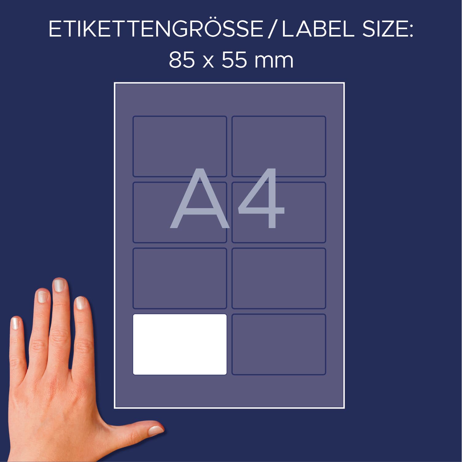 AVERY Zweckform P3461-50 Universele etiketten (400 zelfklevende etiketten, 85 x 55 mm op A4, mat papier, bedrukbare productetiketten, zelfklevende jam- etiketten, individuele stickers) 50 vellen, wit