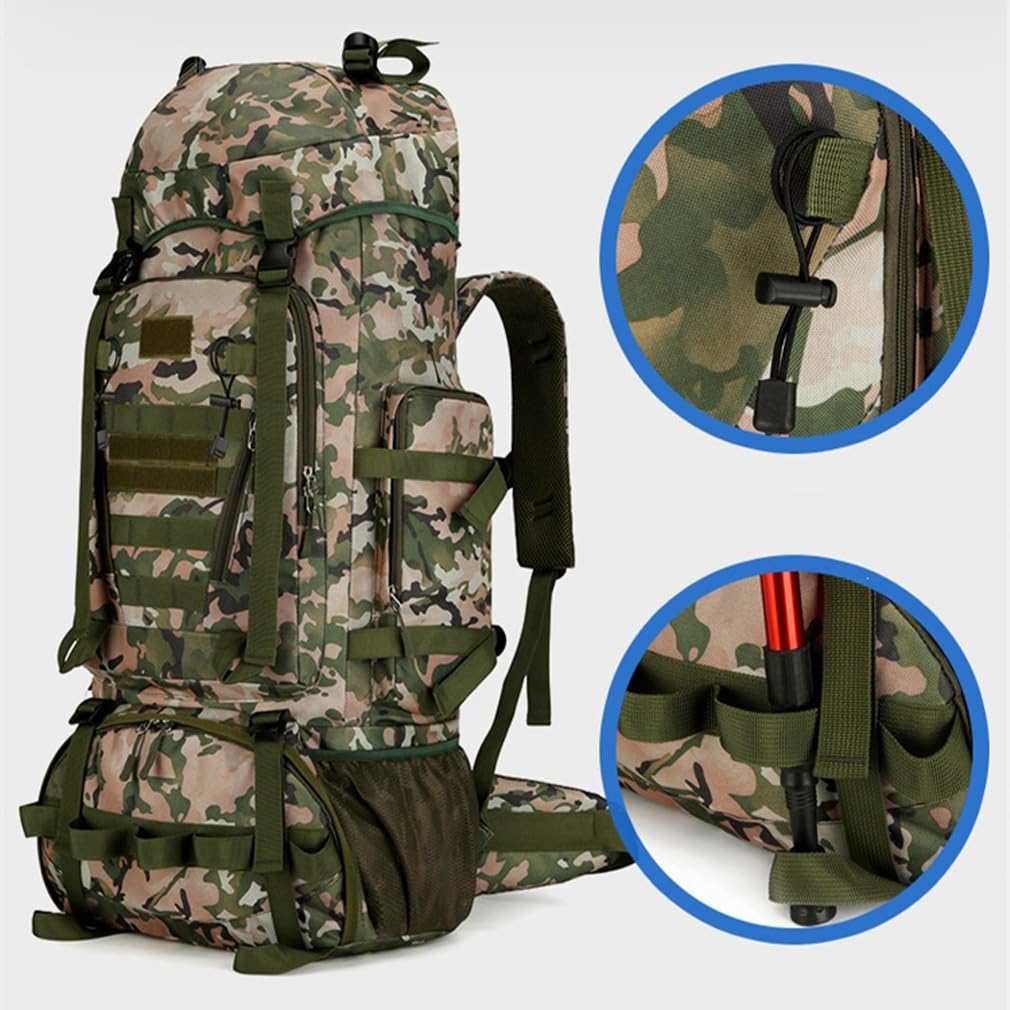 Wanderrucksack, 100L Großer Campingrucksack Molle Rucksack Militärischer Taktischer Rucksäcke Tagesrucksack Wasserdicht Wanderrucksack für Outdoor Wandern Camping Reisen Militärgrün