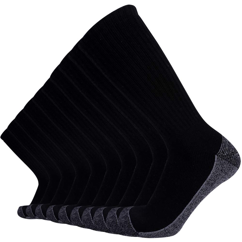 EnerWear 6P Pack Men's Cotton Moisture Wicking Heavy Cushion Crew Socks