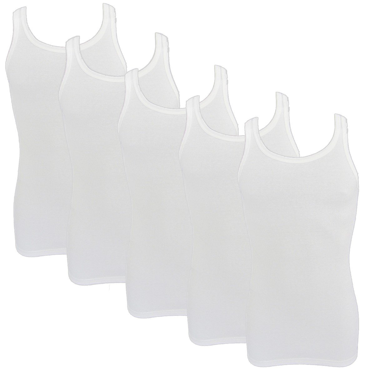HERMKO 3018 Confezione da 5 Canottiere da Uomo Classic a Costine Doppie in Cotone Biologico