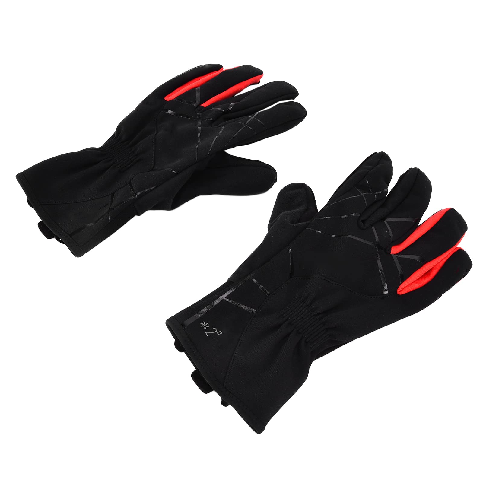 Guantes de Ciclismo de Invierno a Prueba de Viento Impermeables amortiguadores cálidos Negro Rojo 2 Pares