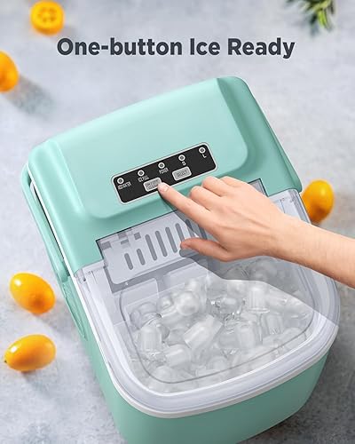 Vista 4 de Silonn Máquina de hielo para encimera, 9 cubos listos en 6 minutos, 26 libras en 24 horas, máquina de hielo autolimpiante con cuchara de hielo