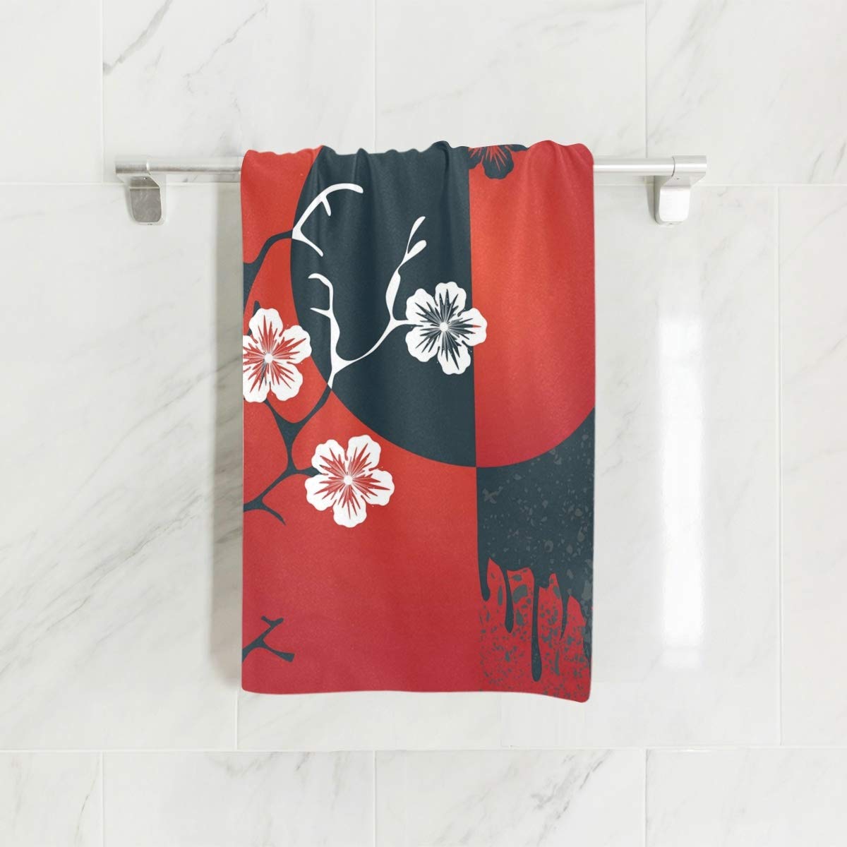 ALAZA Japanese Cherry Blossom Sakura Hand Towel Yoga Gym Cotton Face Spa Towels Absorbent Multipurpose for Bathroom Kitchen Hotel Home Decor Set 15x30 Inch