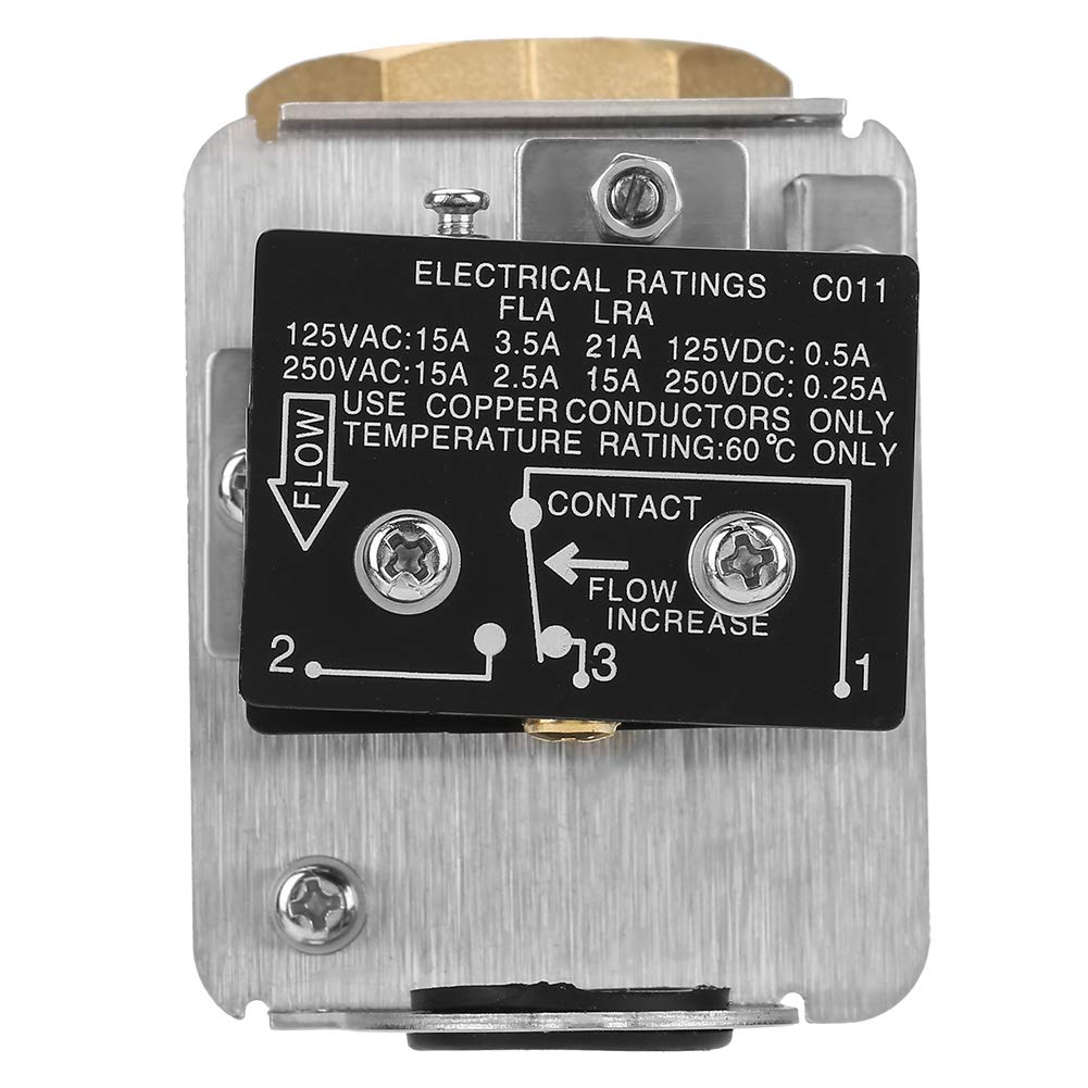 Hidyliu Interruptor de Flujo de Agua de 250V 15A SPDT Control de Servicio Pesado para de Tratamiento de Agua de Aire Acondicionado - Acero Inoxidable, 8,5 * 6,5 * 12,6 Cm