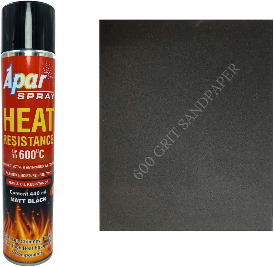 APAR Heat Resistant Spray Paint MATT BLACK (upto 600°C) 440 ml, For