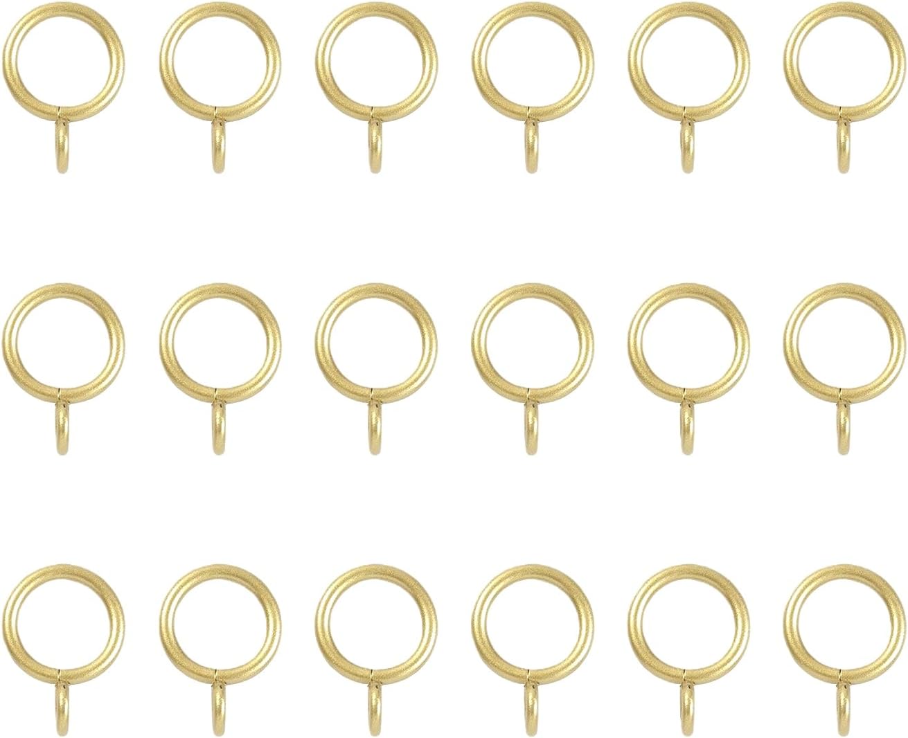 TWOPAGES 18 Pack Gold Curtain Rings with Eyelet, 1" Metal Curtain Rod Rings for Drapes