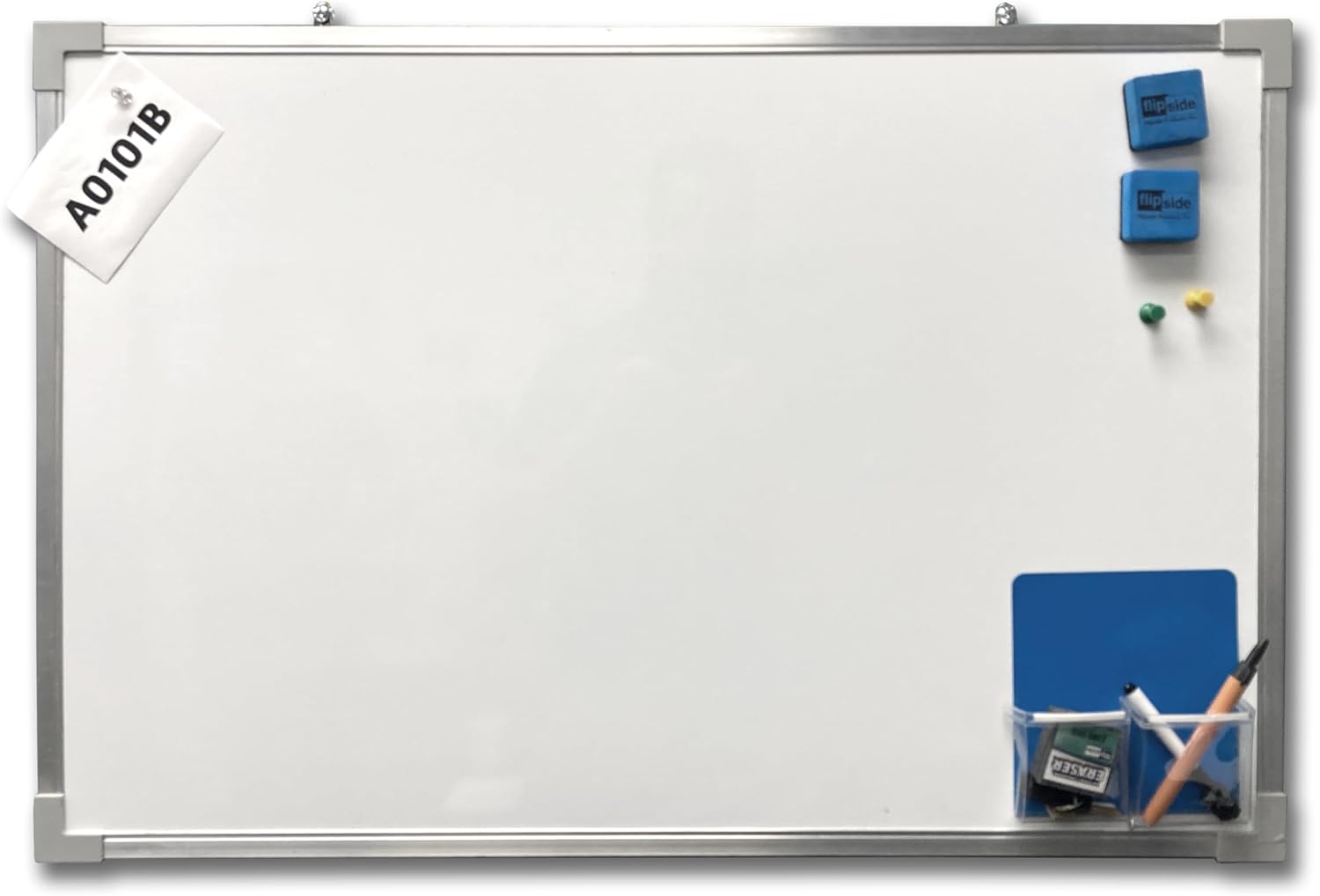 Flipside Products 24" x 36" Magnetic Dry Erase Aluminum Framed Board, Hangable Whiteboard, Dry Erase For Wall, Classroom, Home, Office