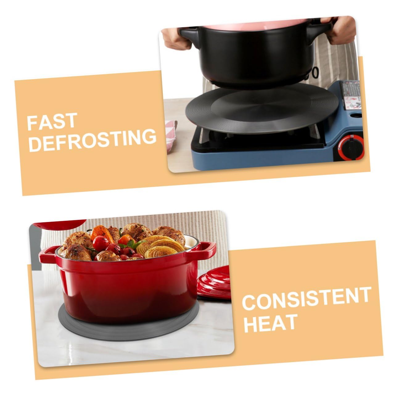 VANZACK Piastra Diffusore di Calore in Alluminio per Fornello Gas Vassoio di Scongelamento Pratico per Cucina Protezione per Pentole e Padelle