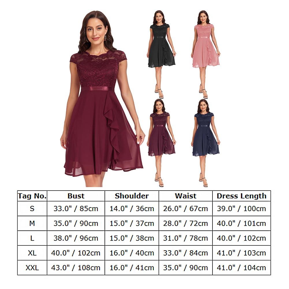 Odizli Robe de cocktail élégante à manches courtes en mousseline de soie pour femme - Robe de soirée courte pour mariage