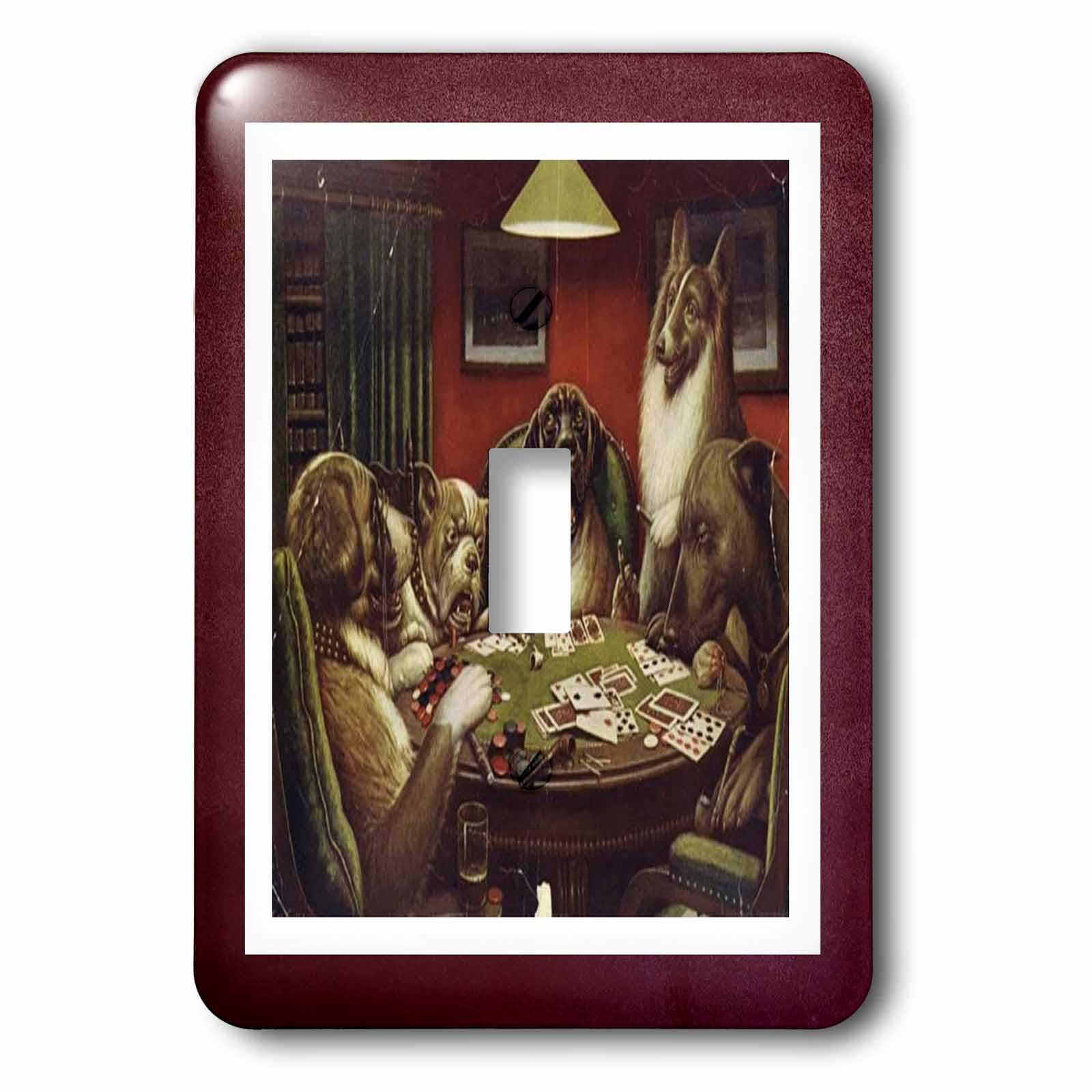 Chiens de jeu vintage photo encadrée décoration interrupteur unique