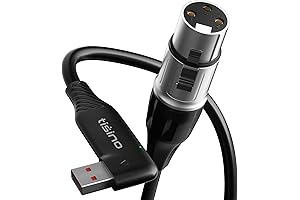 tisino USB XLR Cable | XLR to USB Cable Right Angle