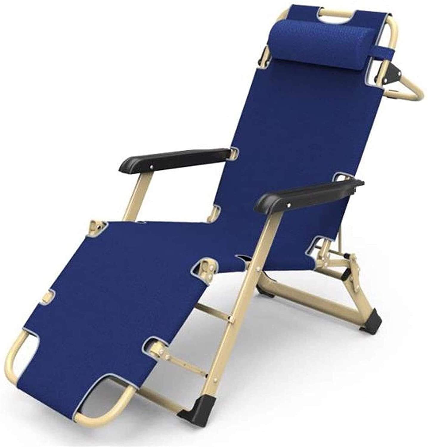Chaise Longue de Jardin Bleue et Pliable pour Balcon et Camping
