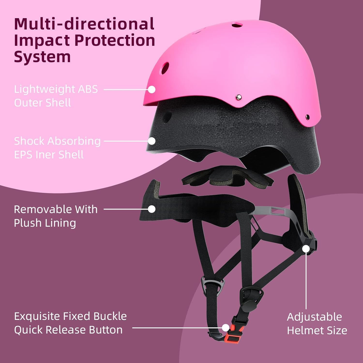 XJD Casco da bicicletta per bambini 1-13 anni,casco scooter,sicurezza regolabile,Casco Protettivo per multisport skateboard monopattino ciclismo pattinaggio(44–58cm)