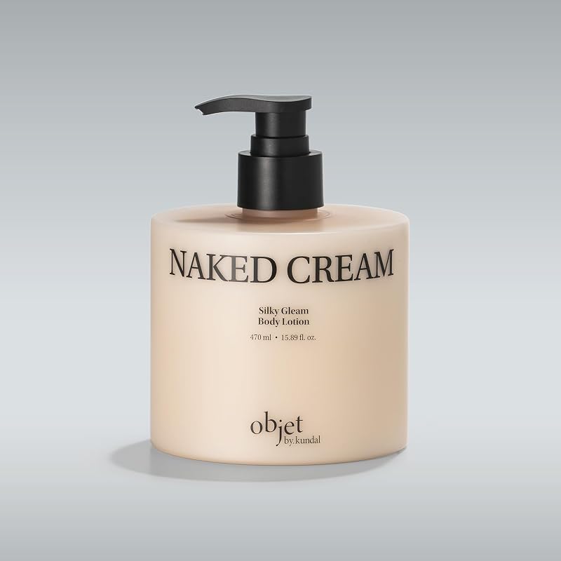 Loção corporal objet by KUNDAL Silky Gleam, fragrância Naked Cream, 470 mL