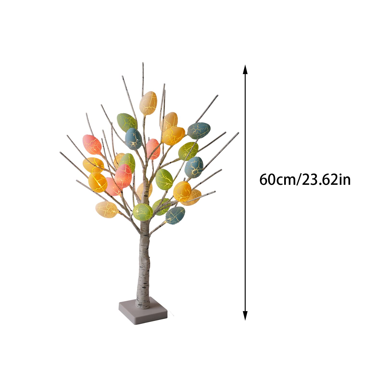 Albero Di Pasqua Illuminato A LED Con Uova Color Pastello, Effetto Betulla, Alimentato A Batteria, Decorazione Da Tavolo Per Casa