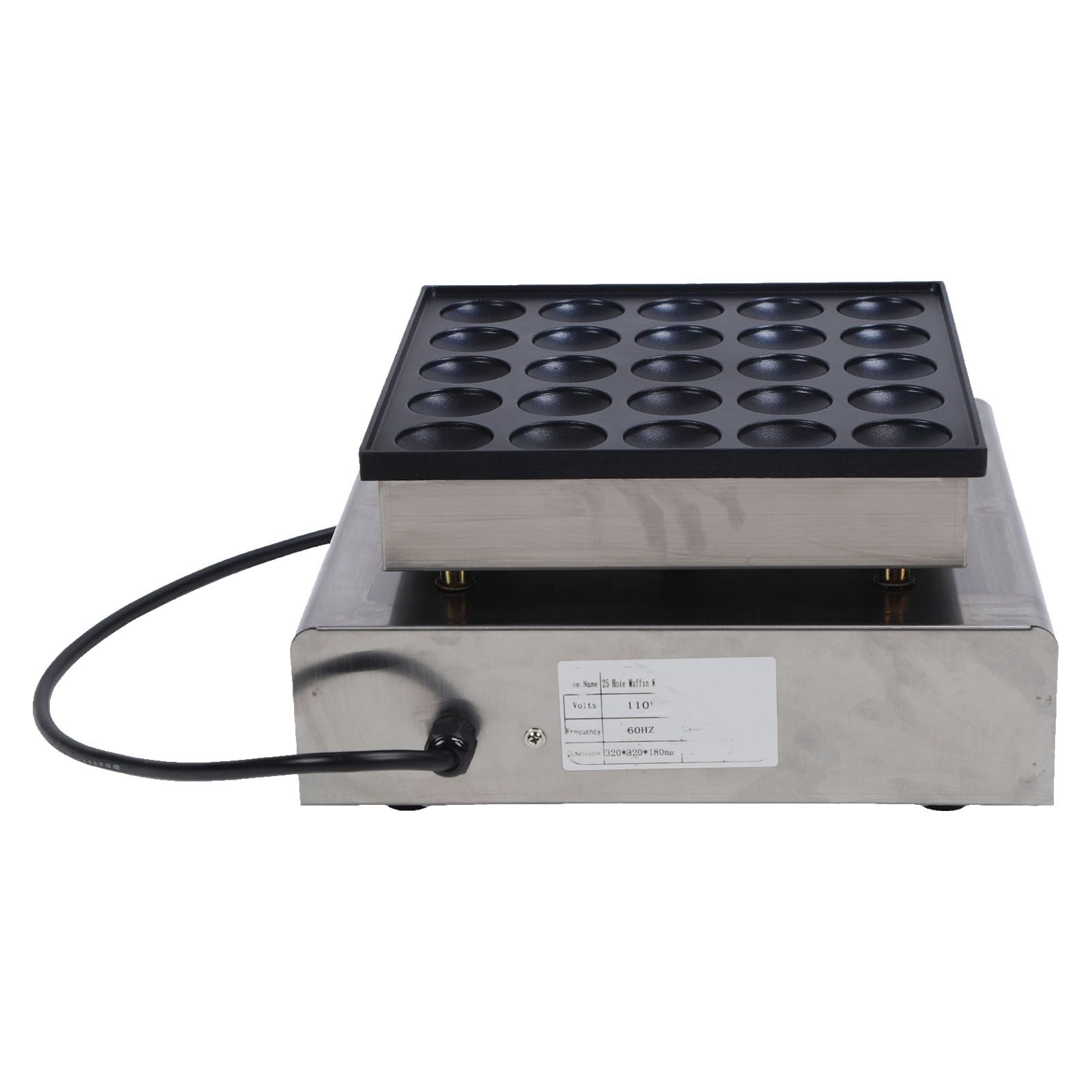 25-Loch Mini Waffel Pancakes, 950W Elektrisch Pfannkuchen Backen Pfanne Waffeleisen Antihaftbeschichtete Pancake Baker Maker für Küche Kochen 50-300 ℃ (EU-Stecker 220 V)