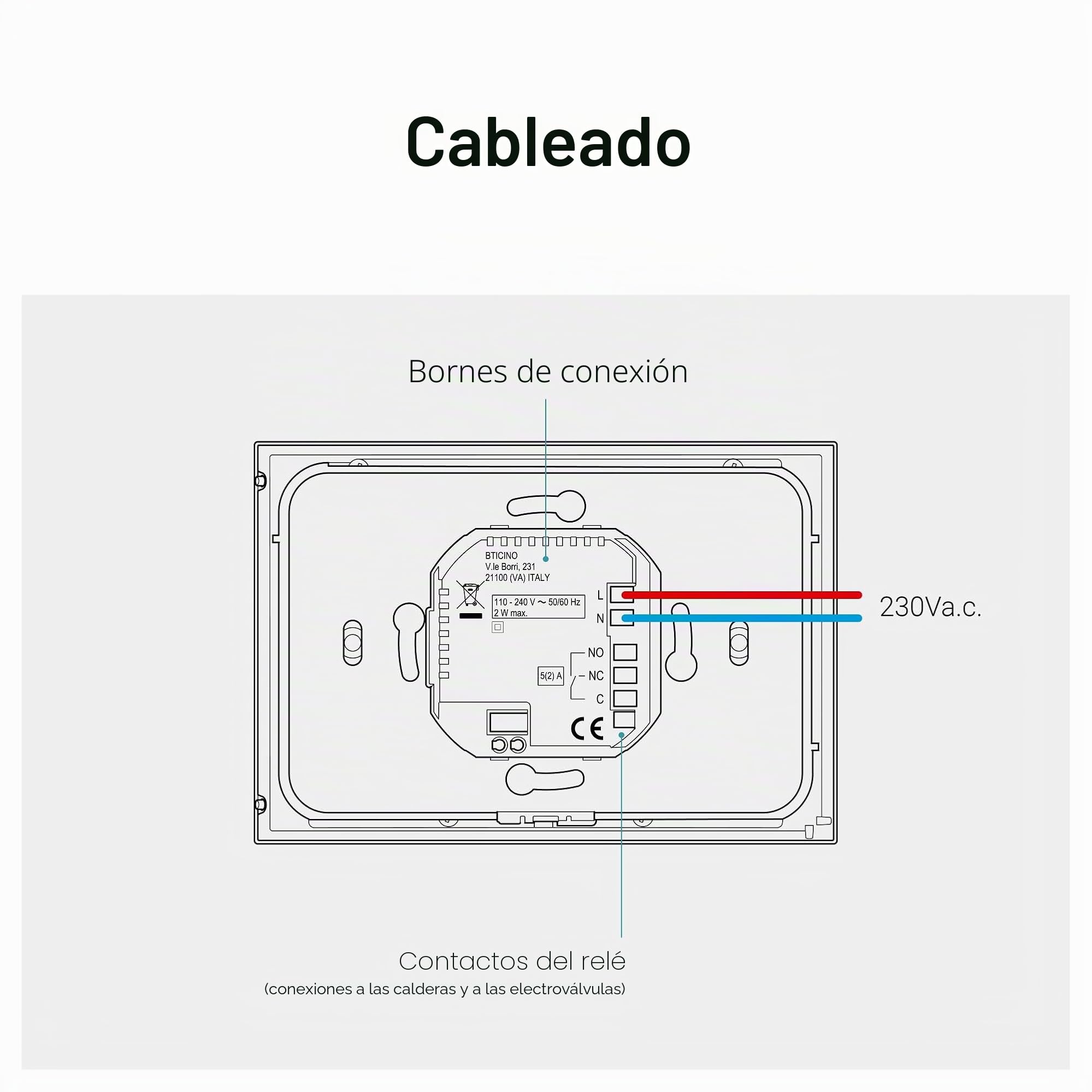 BTicino SXG8002 – Termostato Inteligente WiFi Smarther2 con Netatmo, termostato de Caldera empotrable, programable, Control de Encendido/Apagado también con aplicación, Alexa y Google, visualización