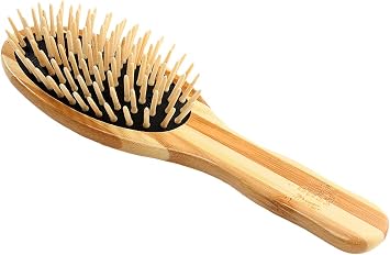 BASS Brushes THE Green PET Oval Brush, Bamboo-Stiped Finish, Small