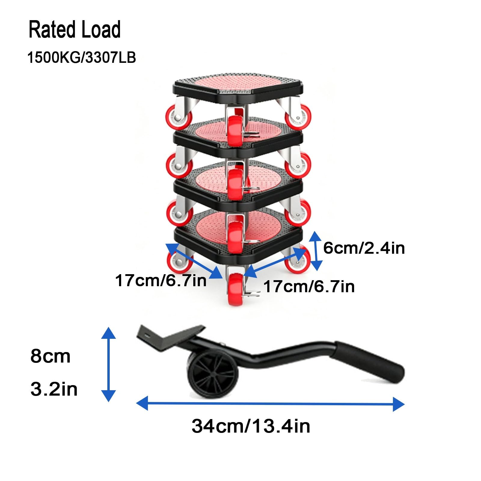 Steel Wheel Machinery Skate Dolly, dostarczany z łomkiem