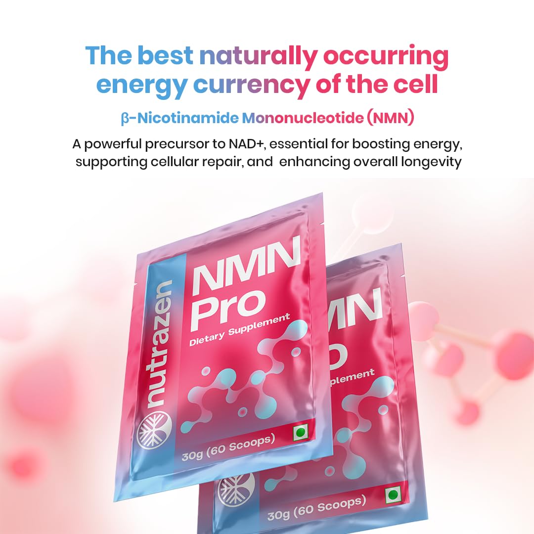 Nutrazen NMN Pro (Pack of 3-180 Scoops) - 6 Months Dosage | Advanced Cellular Longevity Supplement | Supports Anti-Aging, Energy | 30g β-Nicotinamide Mononucleotide 1