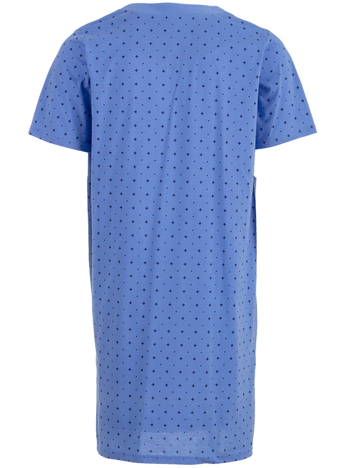 Camicia da notte da uomo, a maniche corte, scollo a V, in cotone con tasca