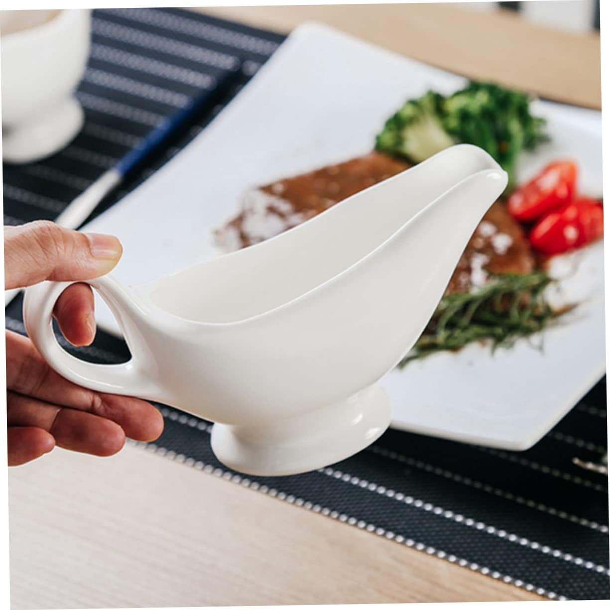 Ceramic Gravy Boat 270ml White Multi-function Condiment Cup