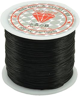 Bead String Rubber Stretchy String Elastic String 0.5mm Crystal String DIY Jewelry Making Cord Bracelets Beading Thread 50m/Roll for Children Adult Women Men Girls - Black