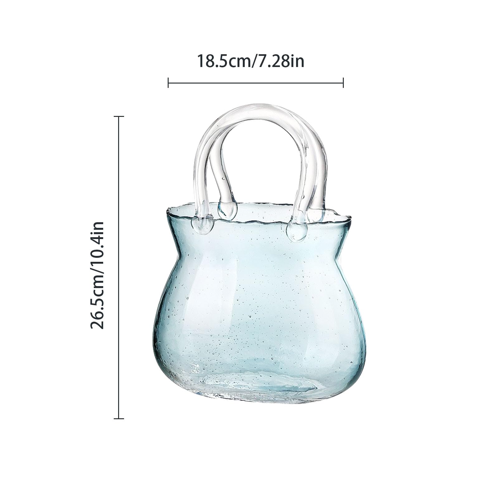 Vase de sac à main en verre avec poignée pour décoration de mariage, décoration d'intérieur, vase pour fleurs, sac à main, vasque, centre de table, arrangement floral (#3)