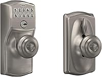 Vista 1 de SCHLAGE FE595 CAM 619 GEO Camelot, cerradura de entrada de teclado con Flex-Lock y perillas de estilo georgiano, níquel satinado