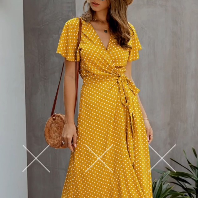 Watch yellow polka dot dress on Amazon Live
